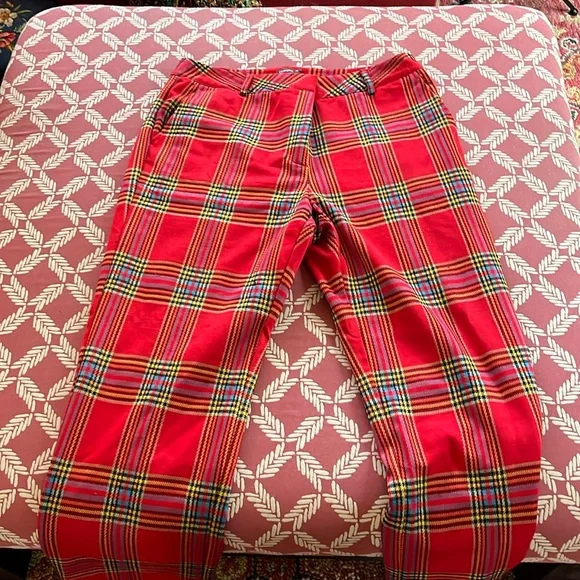 JMcLaughlin red plaid Hattie pants - Picture 2 of 2